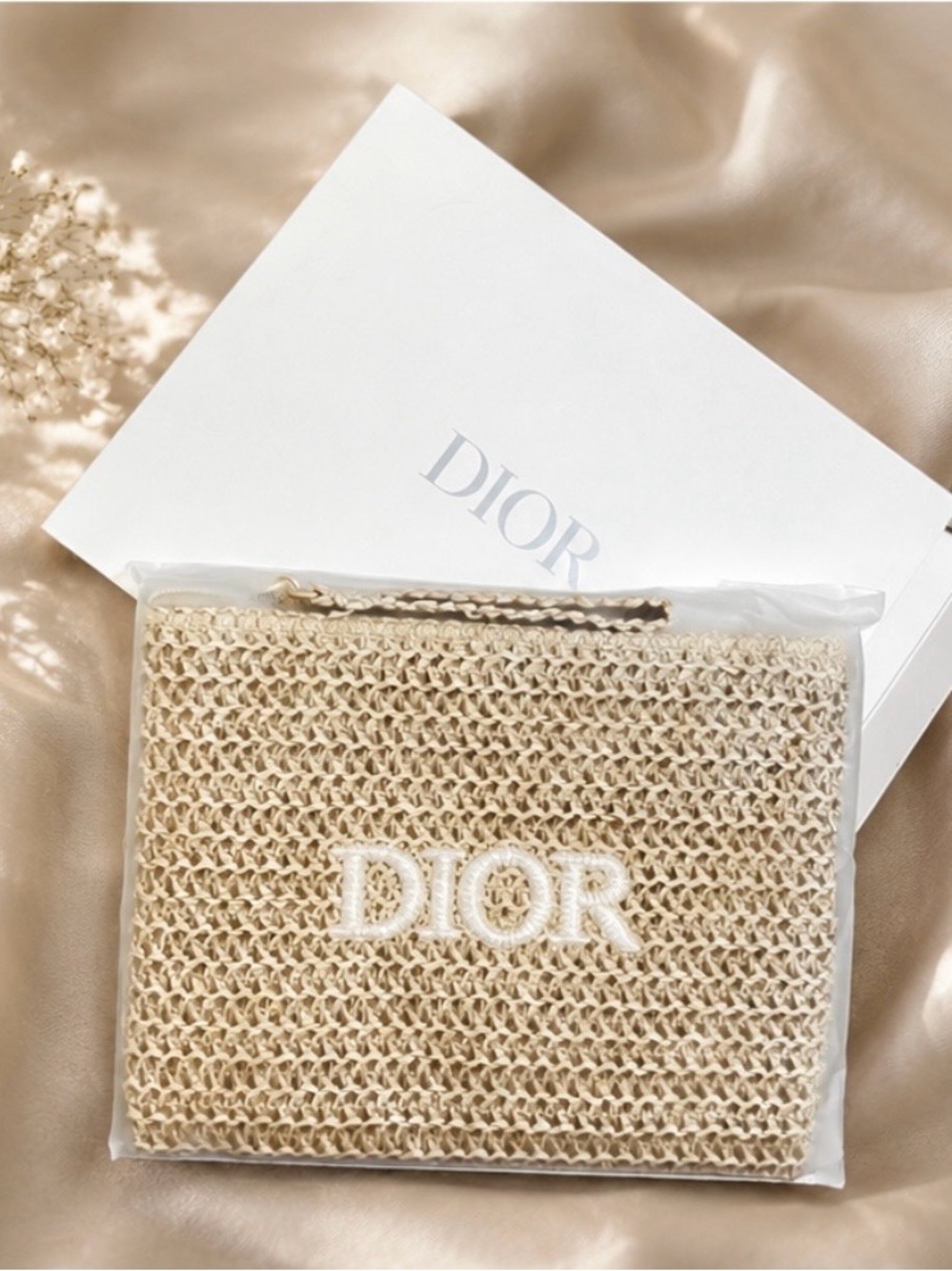 Dior Raffia Wristlet